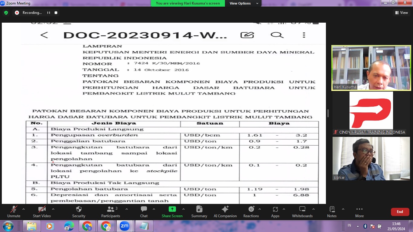 TRAINING BUDGETING AND COST CONTROL FOR COAL MINING