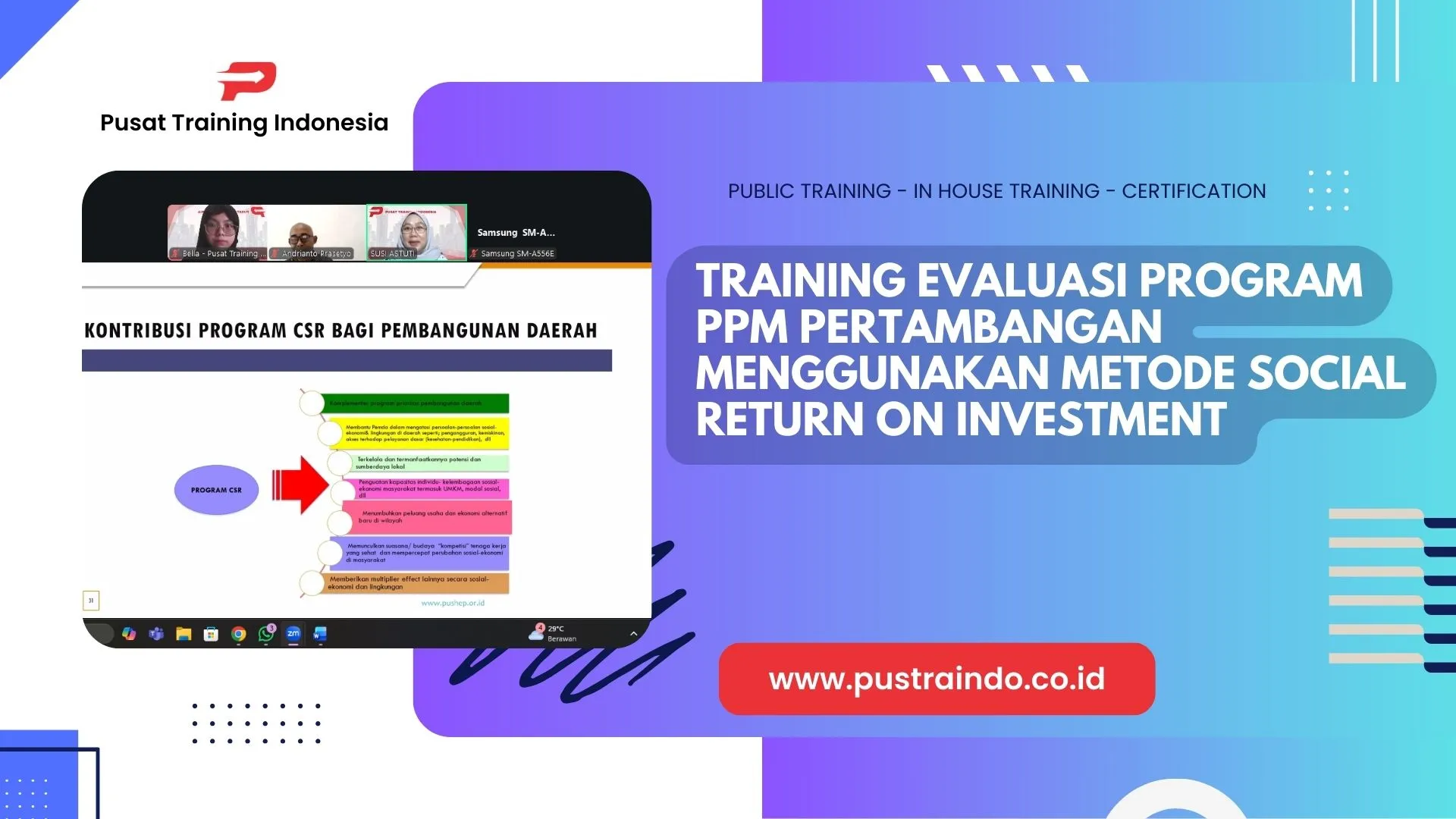 PELATIHAN EVALUASI PROGRAM PPM PERTAMBANGAN MENGGUNAKAN METODE SOCIAL RETURN ON INVESTMENT