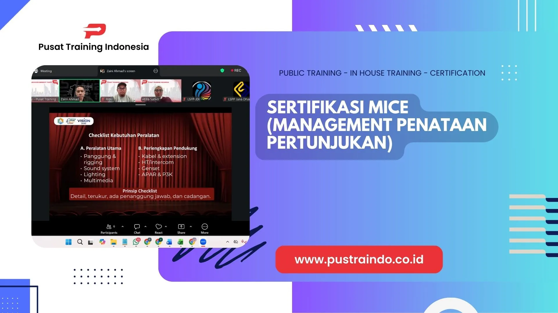 PELATIHAN SERTIFIKASI MICE MANAGEMENT PENATAAN PERTUNJUKAN