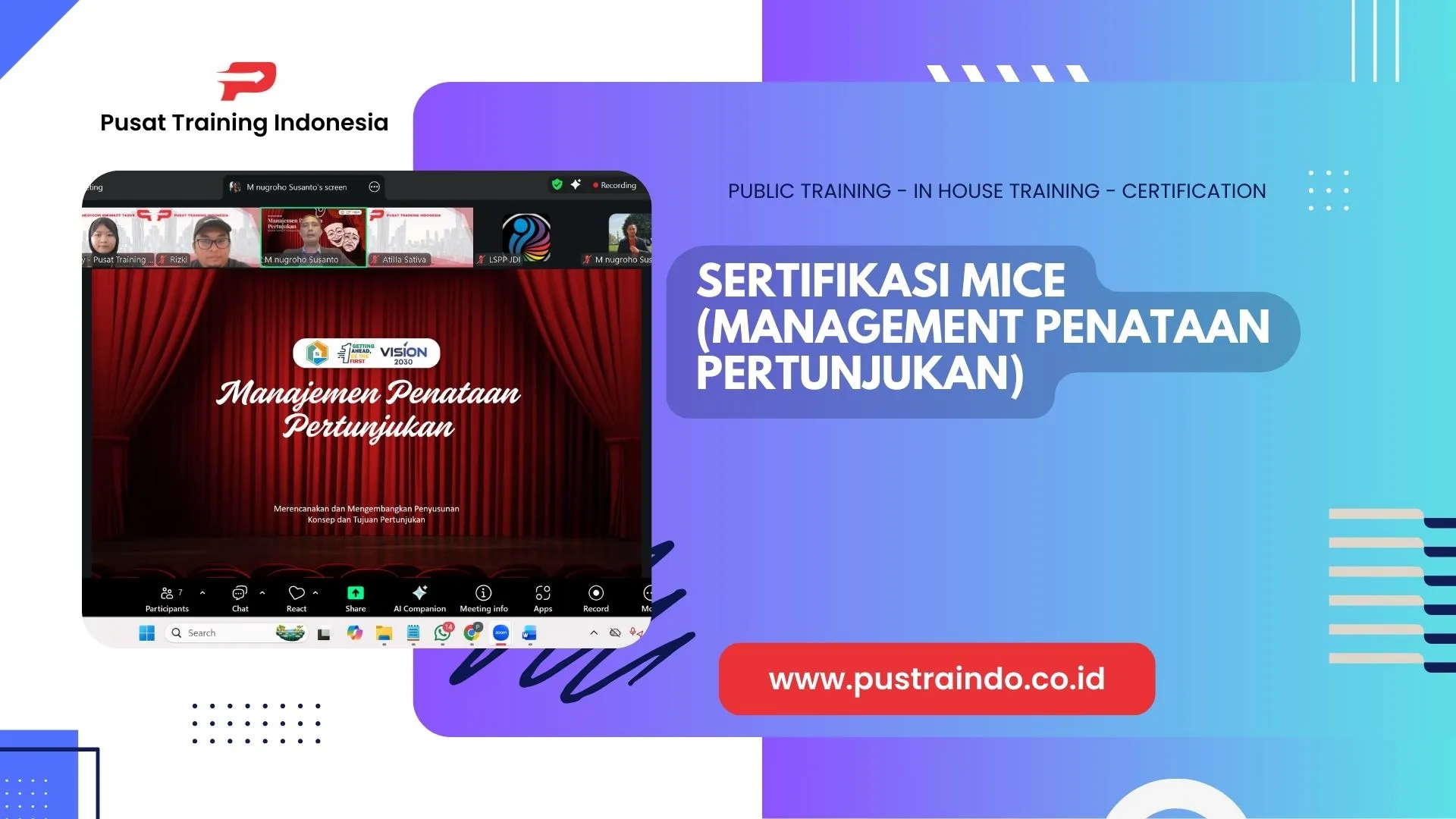 PELATIHAN SERTIFIKASI MICE MANAGEMENT PENATAAN PERTUNJUKAN